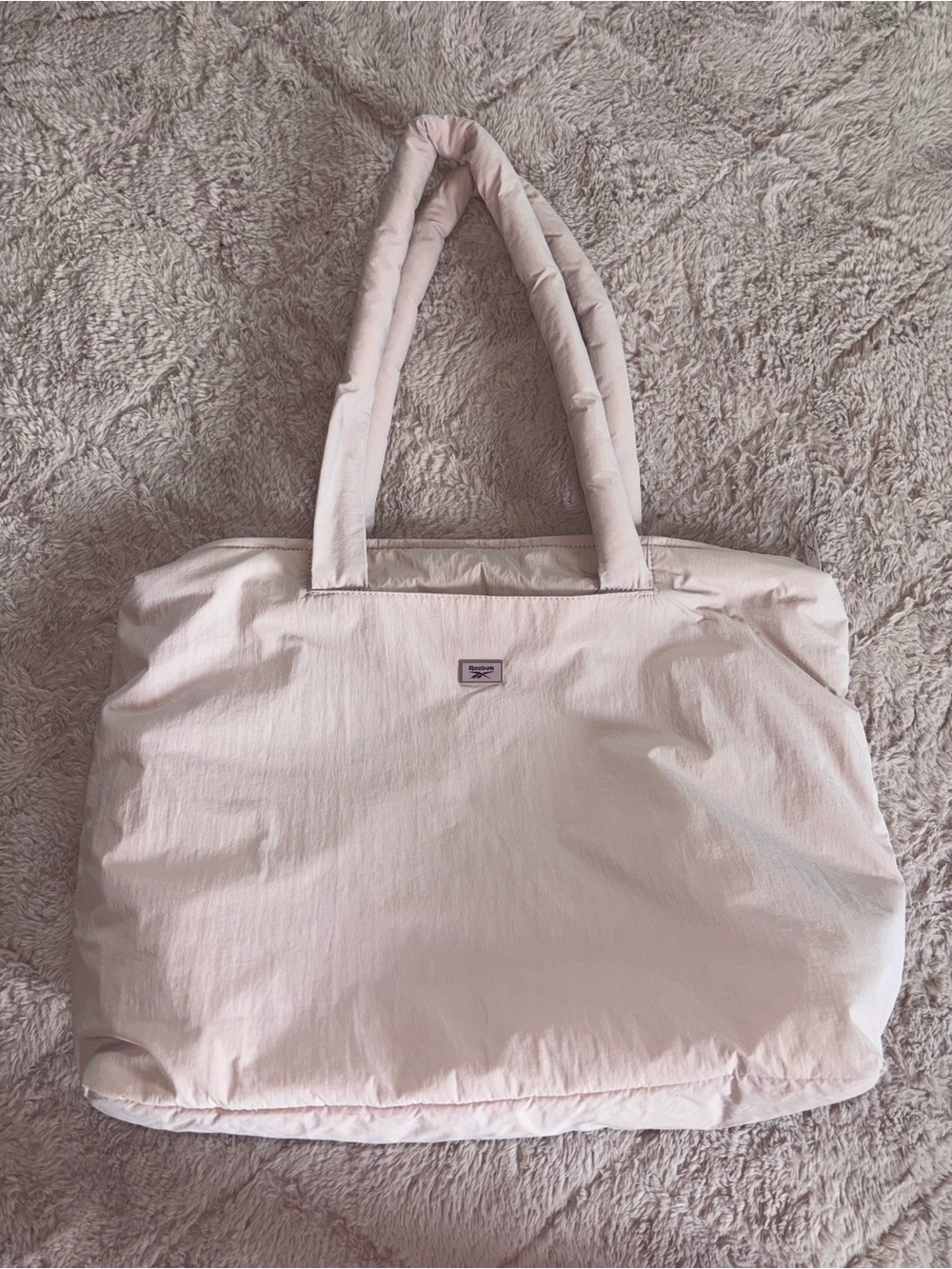 Reebok pale pink quilted tote bag